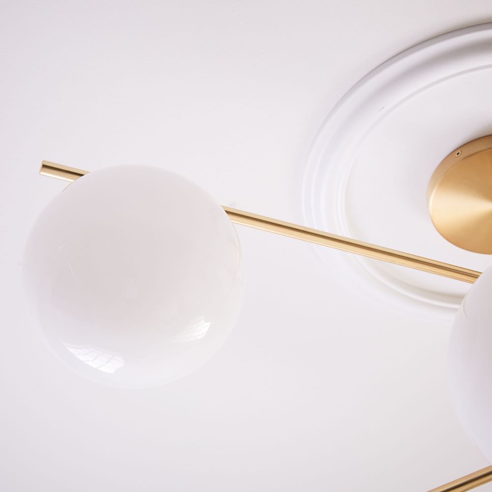WEST ELM Sphere & Stem Chandelier BrassMilk Glass 6 Light WEST ELM Sphere & Stem Chandelier BrassMilk Glass 6 Light